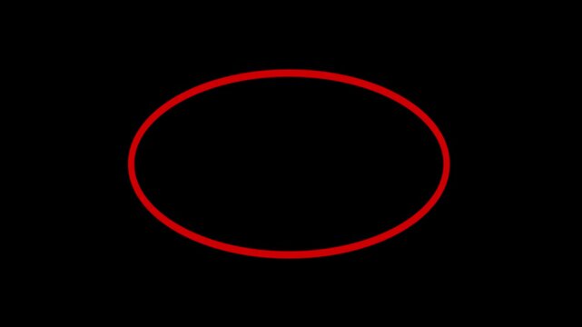 Circle marker highlighting animation on black screen.  animated red circle drawing.