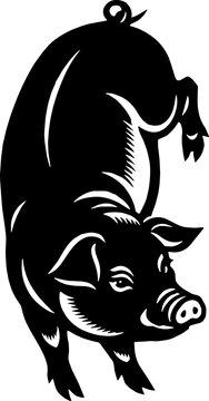 Pig Vector Silhouette Illustration on White Background