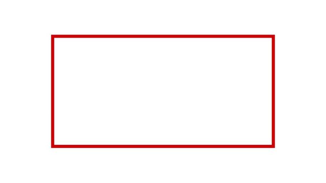 red rectangle box animation on white background, hand drawn red border animation 4k loopable with alpha channel.
