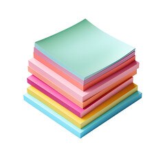 Stack of colorful sticky notes in pastel rainbow shades, perfect edges and shadows, top-down perspective, Isolated to Transparent Background