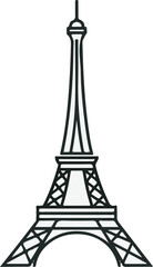 A simple, outlined illustration of a famous tall iron lattice tower, an iconic Parisian landmark