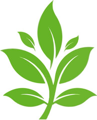 Fototapeta premium A vibrant green plant graphic with multiple leaves sprouting from a central stem, against a white background