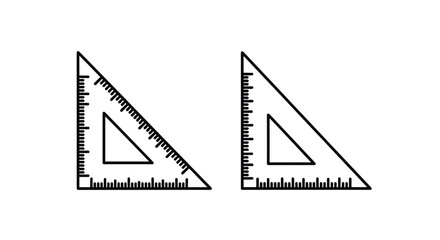 Two triangular drafting tools illustrated in a stark black silhouette