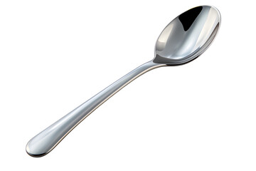Stainless steel soup spoon with subtle reflection and clean curves, Isolated to Transparent Background