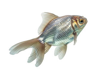 Naklejka premium Single silver fish swimming isolated on transparent background