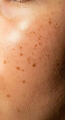 Fototapeta premium Macro Detail of Human Skin with Freckles and Fine Hairs beauty