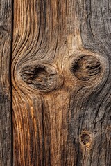 Fototapeta premium Close-up of Weathered Wooden Surface with Knots and Textured Grain