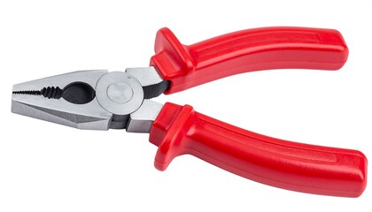 Fototapeta premium Red Handled Combination Pliers Isolated on White Background.