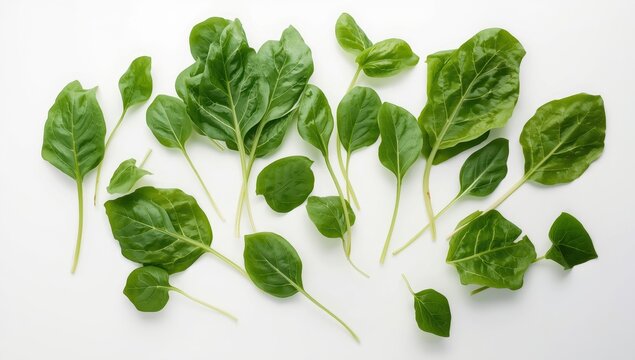 Malabar spinach, Basella alba, on a white backdrop