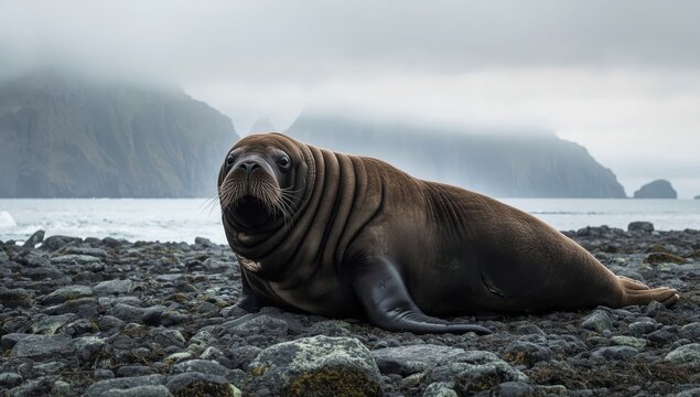 Male southern elephant seal (Mirounga leonina) on South Georgia, Southern Ocean