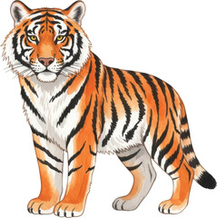 Obraz premium Detailed illustration of a majestic tiger side view on transparent background