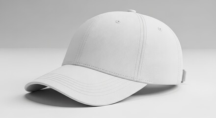 Fototapeta premium Blank white baseball cap mockup template for branding projects and design needs, a clean and versatile choice