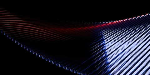 Cyber elements made of transparent glass and liquid acrylic green violet blue glow on black backdrop cinematic tech background design cover art music visuals 3d rendering © IM_VISUALS