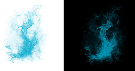 Vibrant blue smoke effect on white and black backgrounds isolated on transparent background © BasharCreates