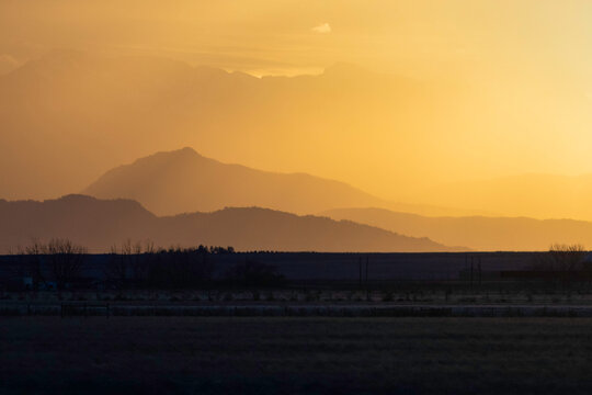 Silhouette Mountains at sunset along Northern Colorado's front range