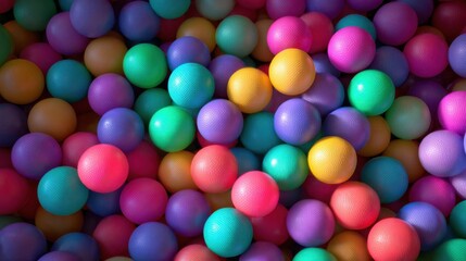 Fototapeta premium Vibrant multicolored plastic balls filling the frame texture
