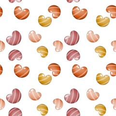 Background with heart patterns in various colors.