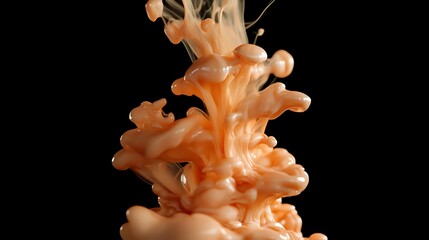 Vibrant orange liquid splashing dynamically against black background