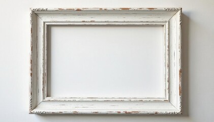Elegant whitewashed wooden picture frame, weathered look, light, texture