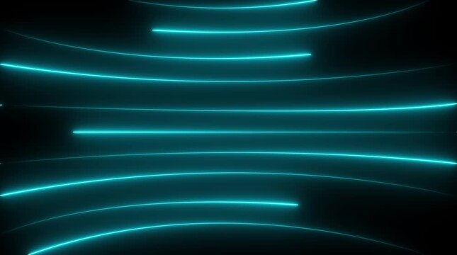 Neon lights blinking lines moving animation. Seamless loop animation of glowing neon line. 4k animation Horizontal glowing colorful neon line animation .