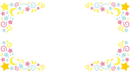 きらきらと輝くような星やポップな紙吹雪の幾何学模様が楽しいフレーム素材です。わくわくする明るい色彩は、パーティーの案内や子供向けのメッセージカードに最適。希望や幸福感あふれるデザインが、大切な言葉を彩ります。