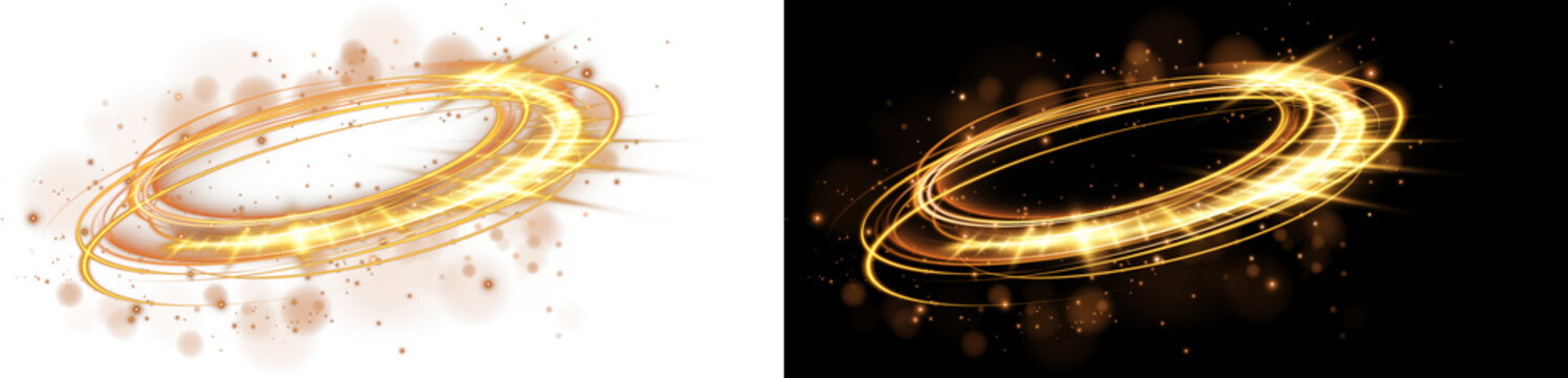  light lines of motion and speed with sparks of yellow color  Abstract digital flow of light streaks  Light everyday luminous effect. Semicircular wave. Light trace curve swirl. PNG 