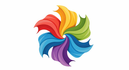 Obraz premium Colorful swirling ribbons form a vibrant abstract spiral, showcasing a spectrum of hues in a dynamic design