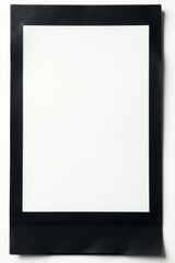 Empty black polaroid, white backdrop, retro style, copy, texture, empty