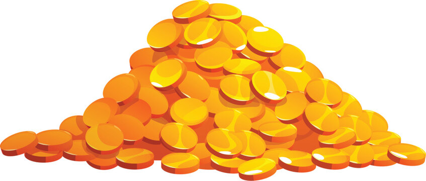 Cartoon pile of gold coins, Egypt game icon asset, ancient Egyptian treasure. Vector ancient shiny golden coins, symbol of wealth, fortune, abundance and prosperity, success and pharaoh riches