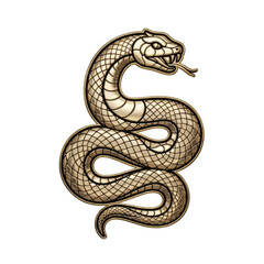 Fototapeta premium Golden Coiled Snake Illustration on Transparent Background