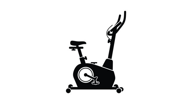 Simple black silhouette of an exercise bike with visible components