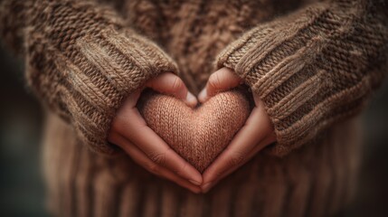 Hands Holding a Soft Knitted Heart