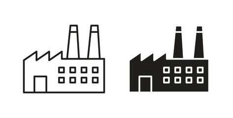 Naklejka premium Factory icon in line design. editable stroke icons pack