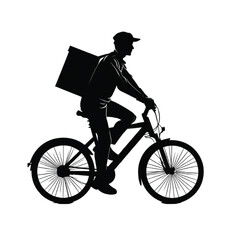 Naklejka premium Courier delivery cycle silhouette, last mile delivery and logistics transport vector illustration 