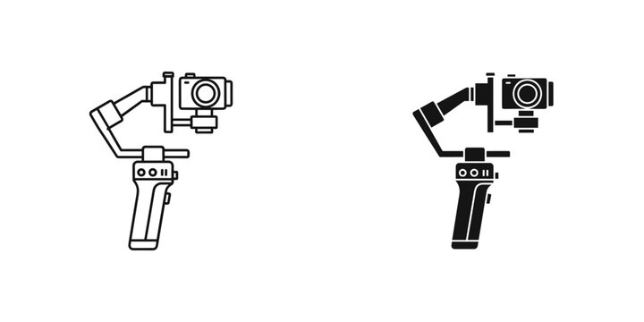 Black and white camera tripod mount clip vector illustration isolated