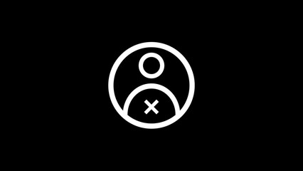 White user icon with an x mark inside a circle on black background