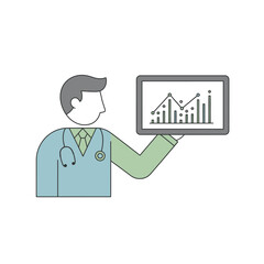 Doctor Holding Tablet Showing Medical Data Analysis Chart.