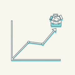 Business Growth and Partnership Success Illustrated by Graph and Handshake.