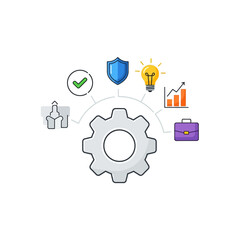 Central Gear Symbolizing Business Operations and Strategy.