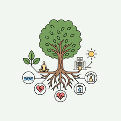 Holistic Health and Well-being Tree of Life Concept.