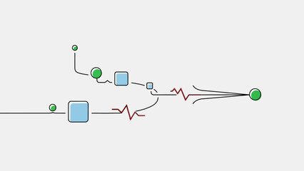 Abstract Network Flow Diagram with Nodes and Connections.