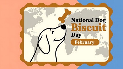 National Dog Biscuit Day - Happy Dog and World Map Background
