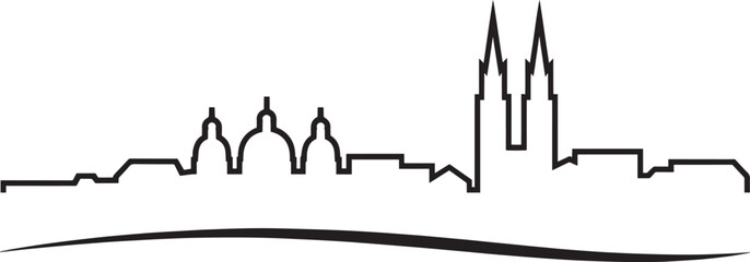 Minimalist city skyline outline with notable architectural features and a calm horizon © MDSHOFIQUL