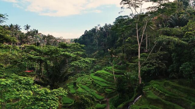 Sade village destination for rural tourist handmade weaving in Lombok island Indonesian traditional heritage town aerial drone established shot