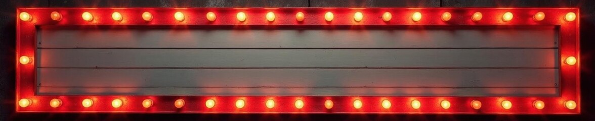 Empty vintage marquee sign frame, glowing bulbs, bright, vintage