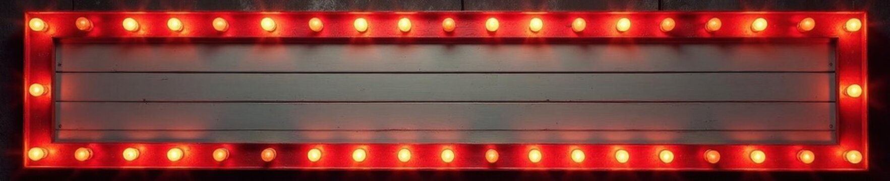 Empty vintage marquee sign frame, glowing bulbs, bright, vintage
