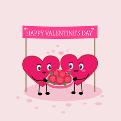 love characters pink icon flat vector,love cartoon.pink love,love valentine's day, love cartoon design illustration background