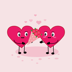 love characters pink icon flat vector,love cartoon.pink love,love valentine's day, love cartoon design illustration background