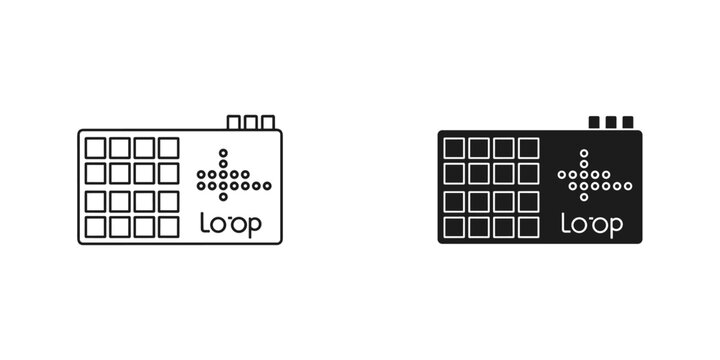 Loop Pedal Icon Set in Black and White Design