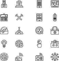 Collection of modern line style icons for technology and business